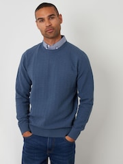 Threadbare Light Blue Mock Shirt Textured Knitted Jumper - Image 1 of 4