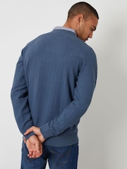 Threadbare Light Blue Mock Shirt Textured Knitted Jumper - Image 2 of 4