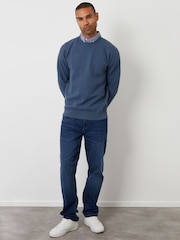 Threadbare Light Blue Mock Shirt Textured Knitted Jumper - Image 3 of 4