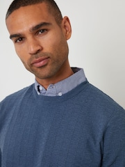 Threadbare Light Blue Mock Shirt Textured Knitted Jumper - Image 4 of 4