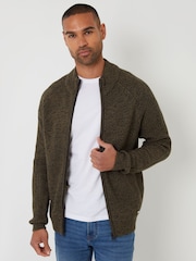 أخضر - Threadbare Grey Zip Up Cardigan - صورة 1 من 4