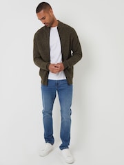 أخضر - Threadbare Grey Zip Up Cardigan - صورة 3 من 4