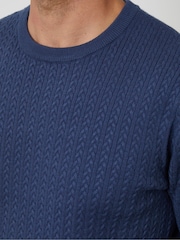 浅蓝色 - Threadbare 粗针织罗纹圆领套头毛衣 - 5的图像5｝