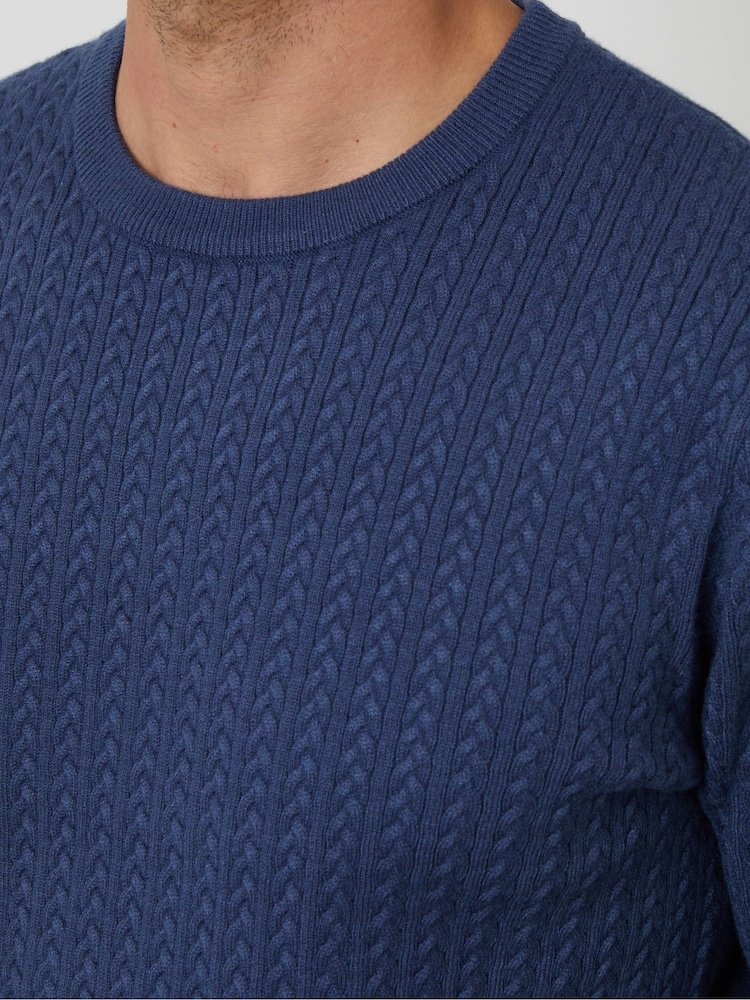 浅蓝色 - Threadbare 粗针织罗纹圆领套头毛衣 - 5的图像5｝