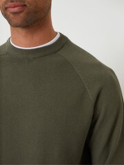 Threadbare Green Mock T-Shirt Textured Knit Crew Neck Jumper - Image 2 of 4
