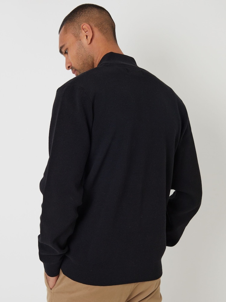 Threadbare Black Knitted Zip Up Funnel Neck Cardigan - Image 2 of 4 Threadbare Black Knitted Zip Up Funnel Neck Cardigan - Image 2 of 4