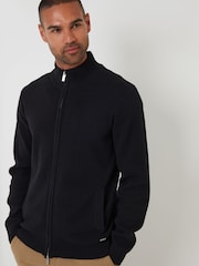 Threadbare Black Knitted Zip Up Funnel Neck Cardigan - Image 3 of 4