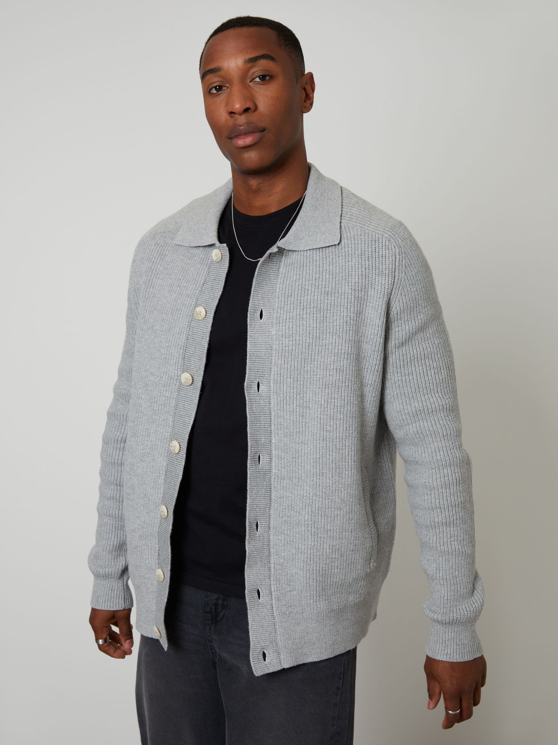 Buy Threadbare Grey Knitted Collared Cardigan Jacket from Next USA