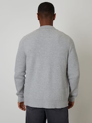 Threadbare Grey Knitted Collared Cardigan Jacket - Image 2 of 4