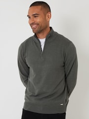 Verde - Threadbare de malha com zíper em formato de funil Jumper - Imagem 1 de 4