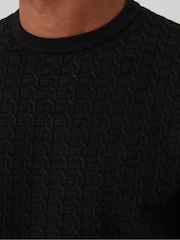 Schwarz - Threadbare Zopfstrickpullover mit Rundhalsausschnitt - Bild 5 von 5
