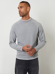 Threadbare Grey Mock T-Shirt Textured Knit Crew Neck Jumper - Image 1 of 4