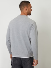 Threadbare Grey Mock T-Shirt Textured Knit Crew Neck Jumper - Image 3 of 4