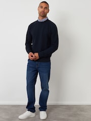 Threadbare Blue Mock Shirt Textured Knitted Jumper - Image 3 of 4