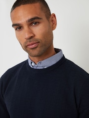 Threadbare Blue Mock Shirt Textured Knitted Jumper - Image 4 of 4