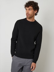 Threadbare Black Saddle Sleeve Knitted Crew Neck Jumper - Image 1 of 4