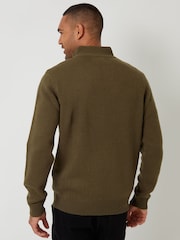 Threadbare Green Mock Neck Funnel Neck Cable Knit Jumper - Image 2 of 4