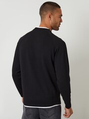 Threadbare Black Mock T-Shirt Textured Knit Crew Neck Jumper - Image 3 of 4