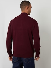 Threadbare Red Funnel Quarter Zip Knitted Jumper - Image 3 of 4