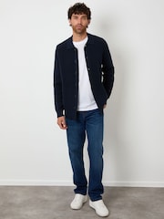 Threadbare Blue Knitted Collared Cardigan Jacket - Image 3 of 4