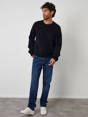 Azul - Threadbare Fluffy Knit Crew Neck Jumper - Imagem 3 de 4