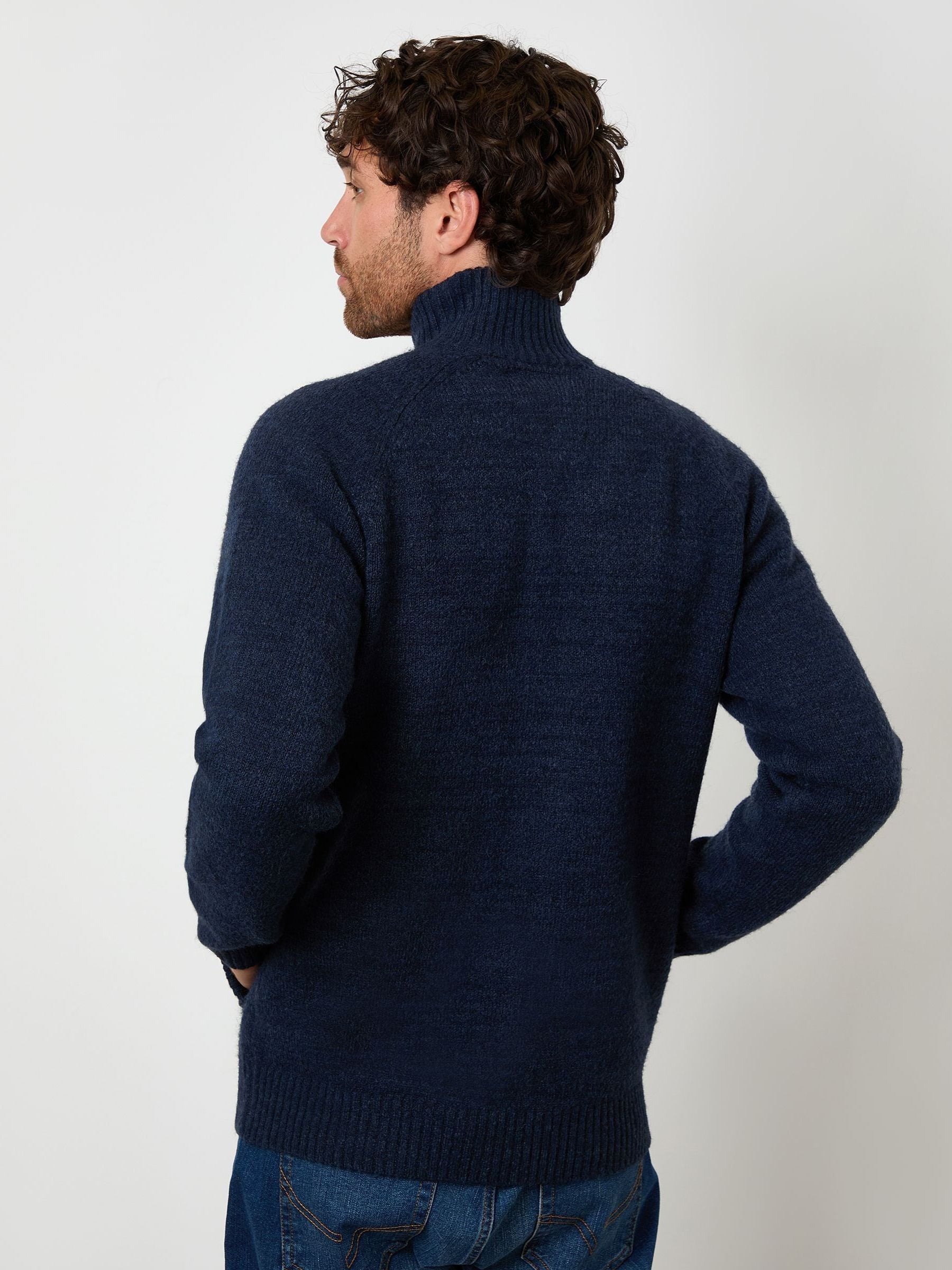 Buy Threadbare Navy Funnel Neck Button Up Knitted Cardigan from
