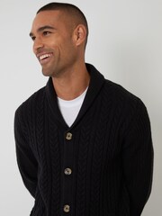 Threadbare Black Cable Knit Shawl Collar Cardigan With Wool - Image 4 of 4