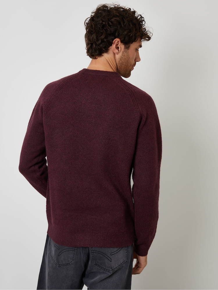 Threadbare Red Raglan Rib Knitted Crew Neck Jumper - Image 2 of 4 Threadbare Red Raglan Rib Knitted Crew Neck Jumper - Image 2 of 4