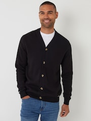 Threadbare Black Cotton Blend Knitted Cardigan - Image 1 of 4