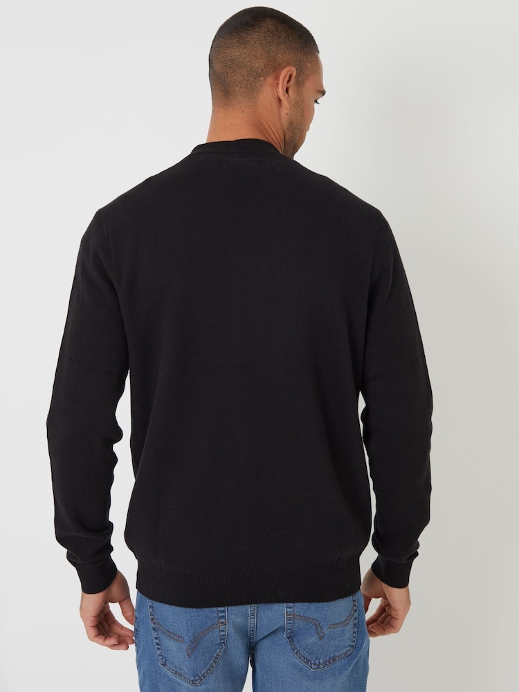 Threadbare Black Cotton Blend Knitted Cardigan - Image 2 of 4 Threadbare Black Cotton Blend Knitted Cardigan - Image 2 of 4