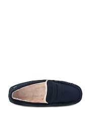Totes Blue Toasties Mens Suedette Moccasin Slippers With Faux Fur Lining - Image 4 of 5