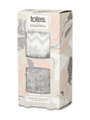 Totes Grey Toasties Ladies Fairisle & Chenille Supersoft Bed Socks - Image 2 of 5