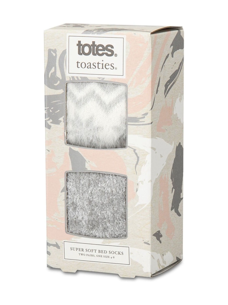 Totes Grey Toasties Ladies Fairisle & Chenille Supersoft Bed Socks - Image 2 of 5