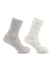 Totes Grey Toasties Ladies Fairisle & Chenille Supersoft Bed Socks - Image 5 of 5