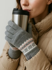 Totes Grey Toasties Ladies Stretch Knitted SmarTouch Gloves - Image 1 of 4