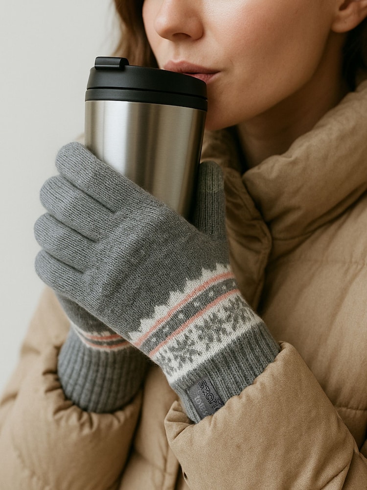 Totes Grey Toasties Ladies Stretch Knitted SmarTouch Gloves - Image 1 of 4 Totes Grey Toasties Ladies Stretch Knitted SmarTouch Gloves - Image 1 of 4