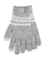 Totes Grey Toasties Ladies Stretch Knitted SmarTouch Gloves - Image 3 of 4