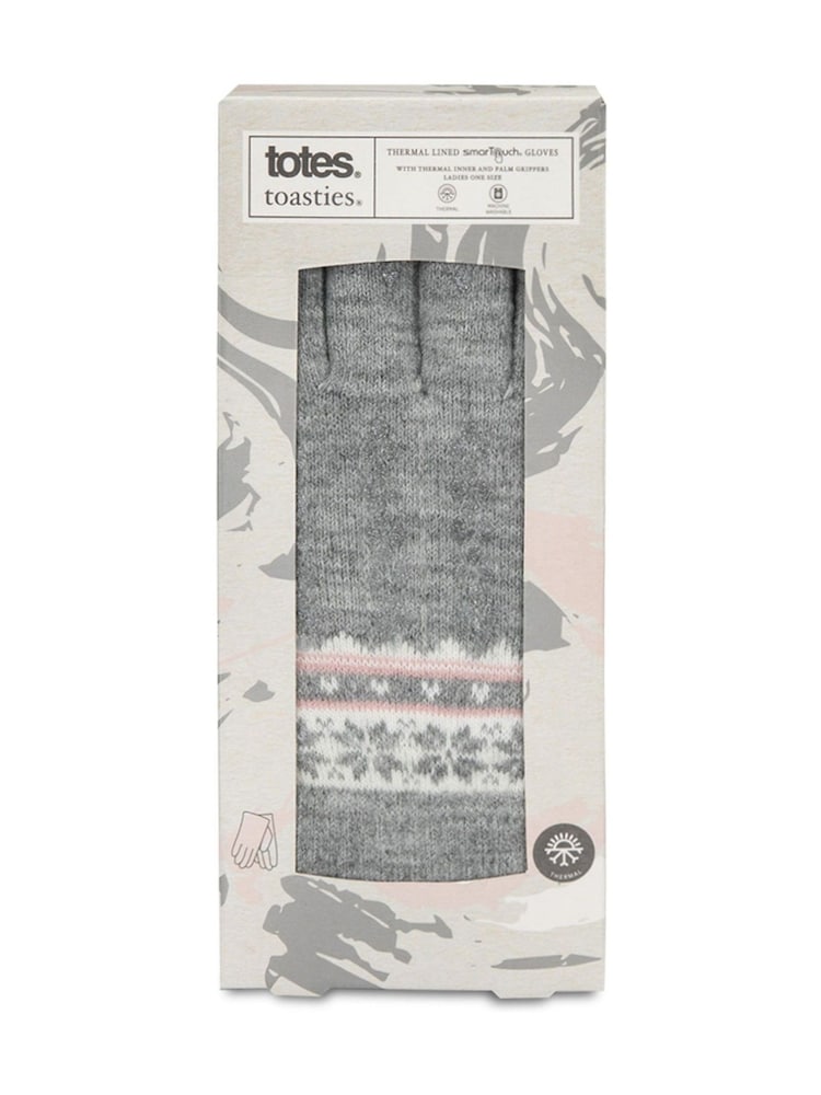 Totes Grey Toasties Ladies Stretch Knitted SmarTouch Gloves - Image 4 of 4