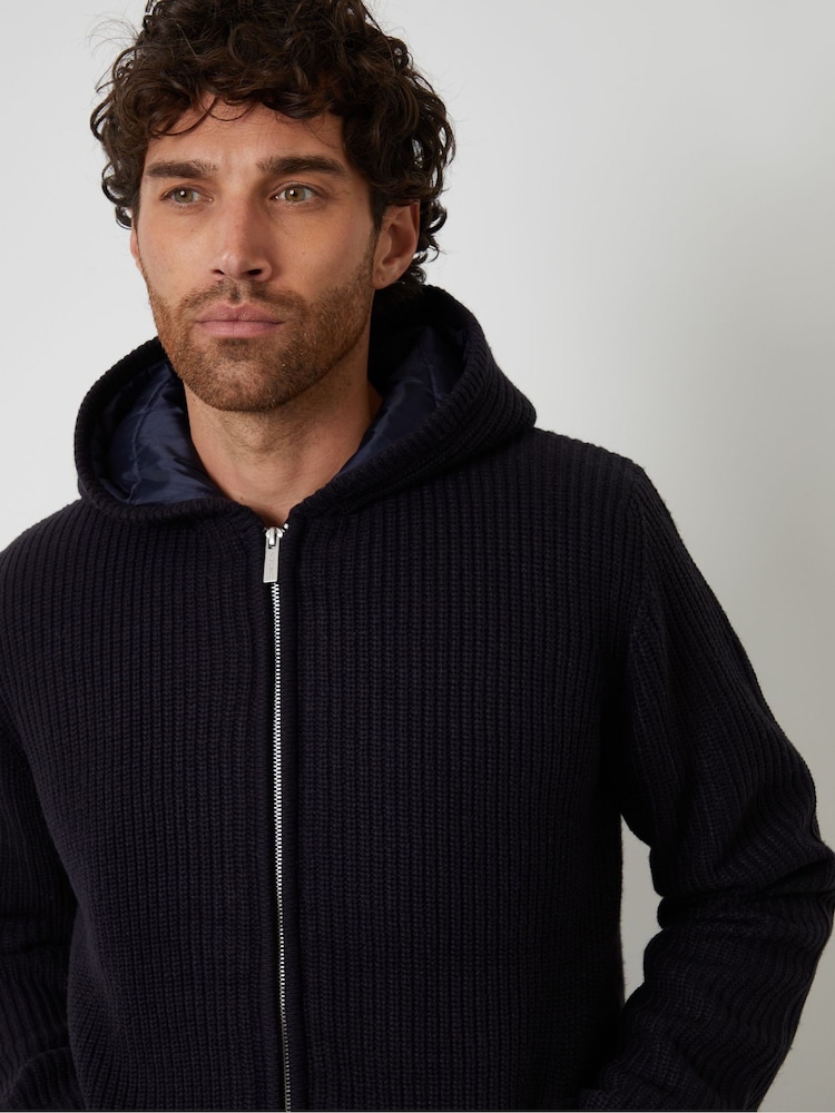Threadbare Blue Padded Knitted Jacket - Image 4 of 4 Threadbare Blue Padded Knitted Jacket - Image 4 of 4