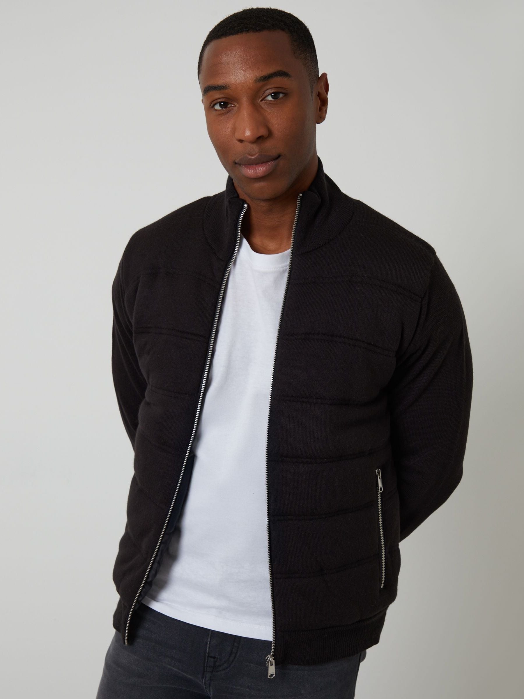 Buy Threadbare Black Quilted Zip-Up Knitted Jacket from Next USA