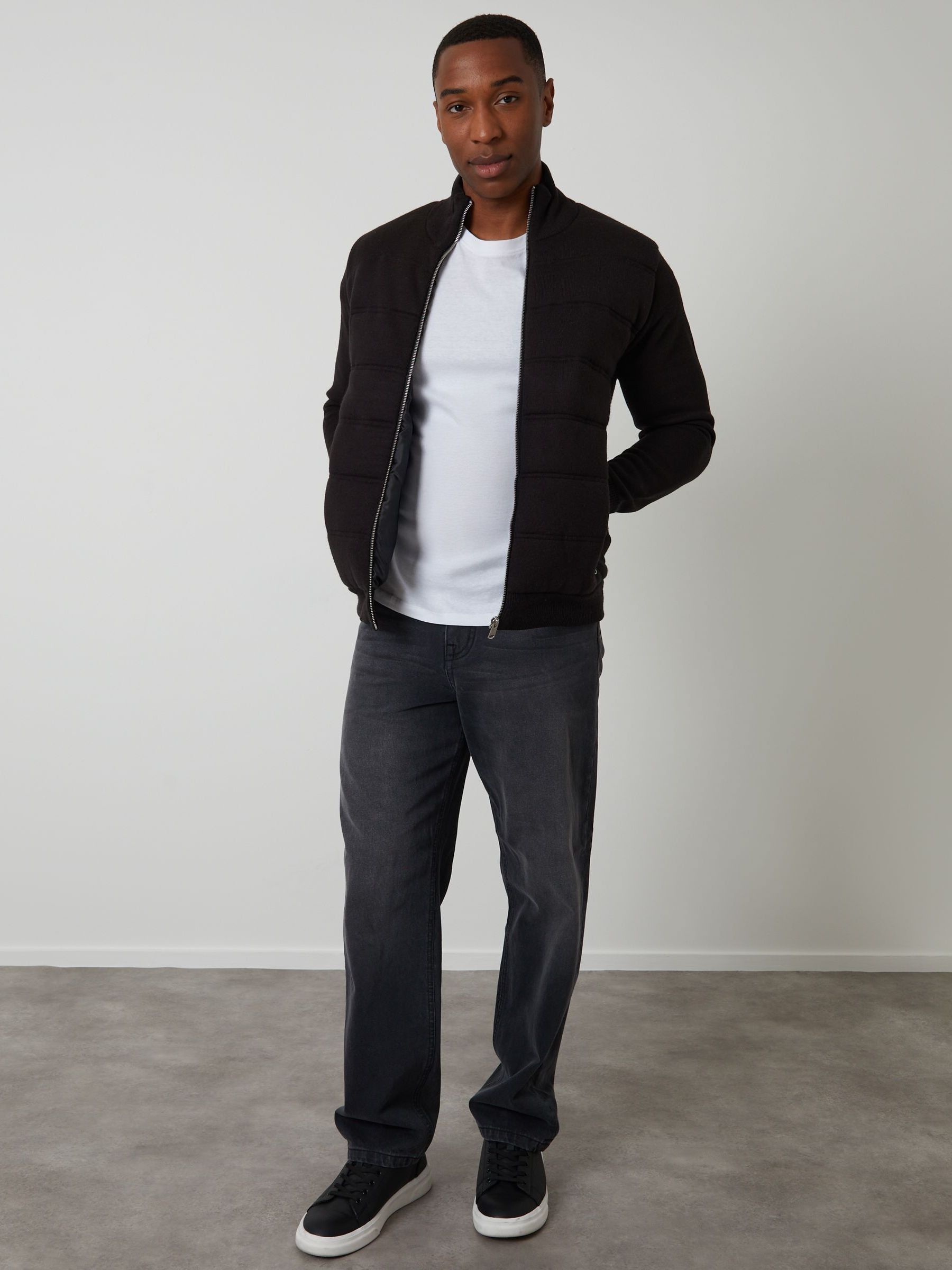 Buy Threadbare Black Quilted Zip-Up Knitted Jacket from Next USA