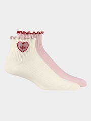 adidas Originals Pink Ruffle Ankle Socks 2 Pack - Image 2 of 3