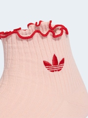 adidas Originals Pink Ruffle Ankle Socks 2 Pack - Image 3 of 3