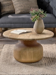 Nkuku Natural Vivan Grooved Wood Coffee Table - Image 1 of 4
