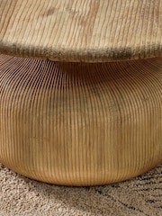 Nkuku Natural Vivan Grooved Wood Coffee Table - Image 2 of 4