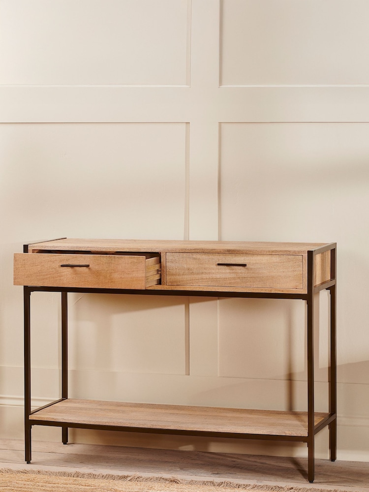 Nkuku Natural Dasai Mango Wood Console Table - Image 1 of 6 Nkuku Natural Dasai Mango Wood Console Table - Image 1 of 6