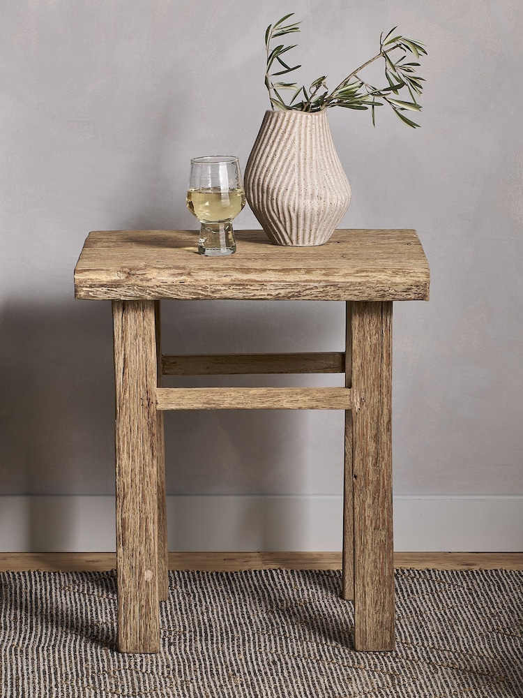 Nkuku Natural Ibo Reclaimed Wood Side Table - Image 1 of 5 Nkuku Natural Ibo Reclaimed Wood Side Table - Image 1 of 5