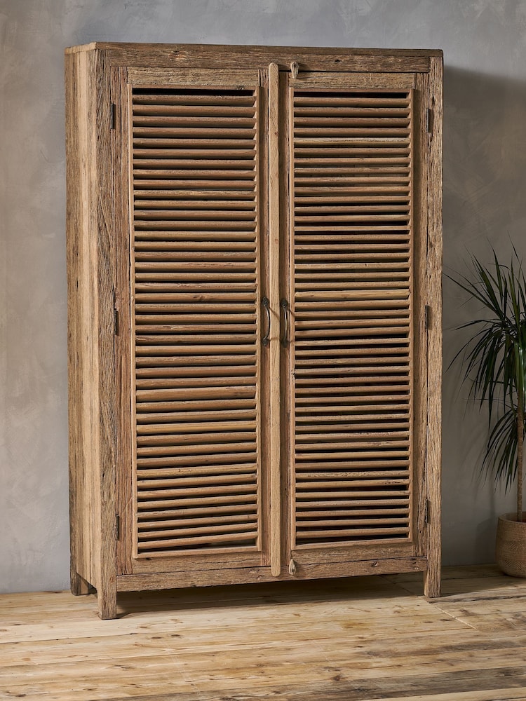 Nkuku Natural Ibo Reclaimed Wooden Slatted Cabinet - Image 1 of 5 Nkuku Natural Ibo Reclaimed Wooden Slatted Cabinet - Image 1 of 5