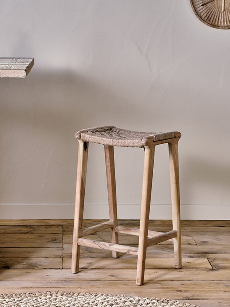 Nkuku Natural Vinay Woven Counter Stool - Image 1 of 4 Nkuku Natural Vinay Woven Counter Stool - Image 1 of 4
