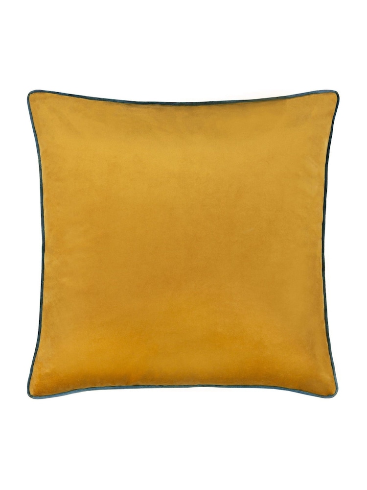 Furn Ochre Teal Meridian Velvet Cushion - Image 1 of 4 Furn Ochre Teal Meridian Velvet Cushion - Image 1 of 4